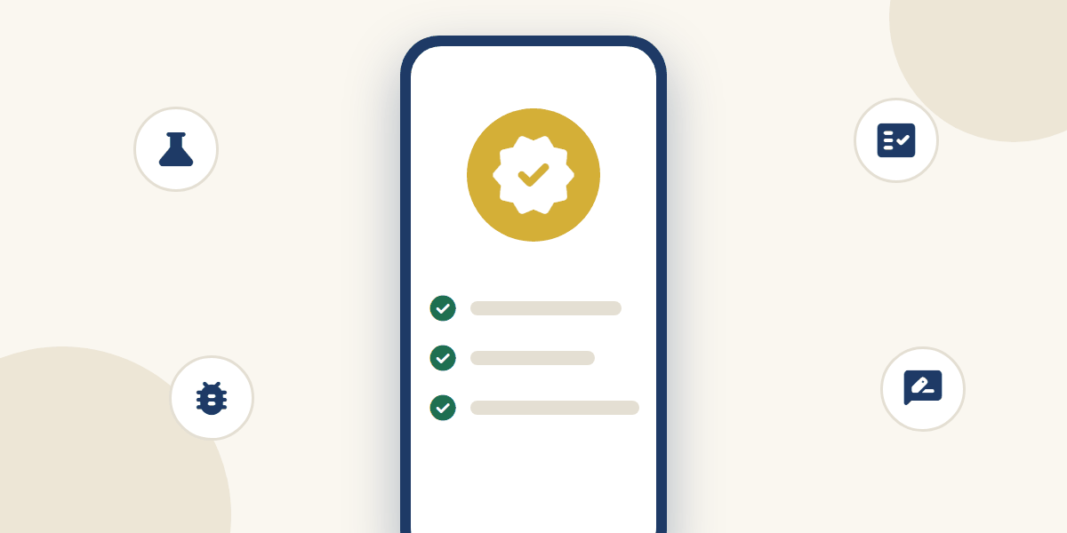 A phone showing a gold verified tester badge